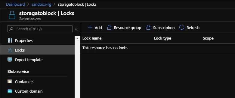 azure lock resources empty locks list